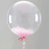 Прозрачный шарик с розовыми перьями