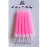 Свечи в торт розовые неоновые 10 штук