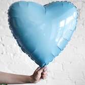 Голубое сердце шарик из фольги 40-45см