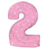 Цифра 2 два розовая шарик с искрами