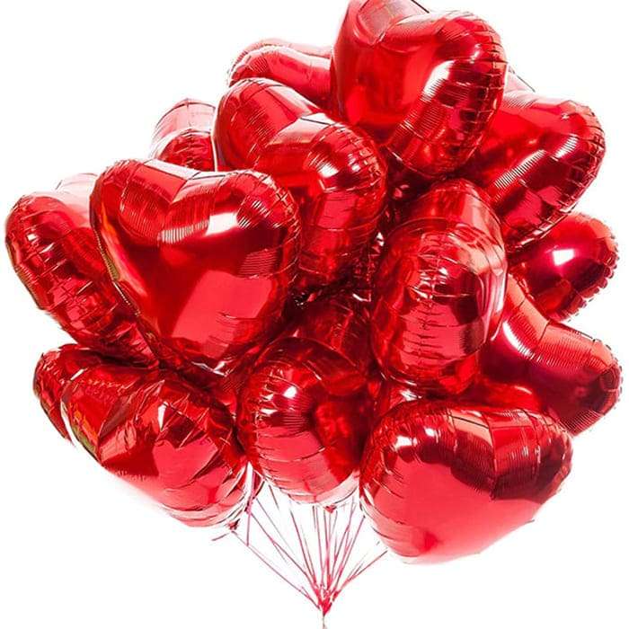Красное сердце шарик из фольги 40-45см картинка 2