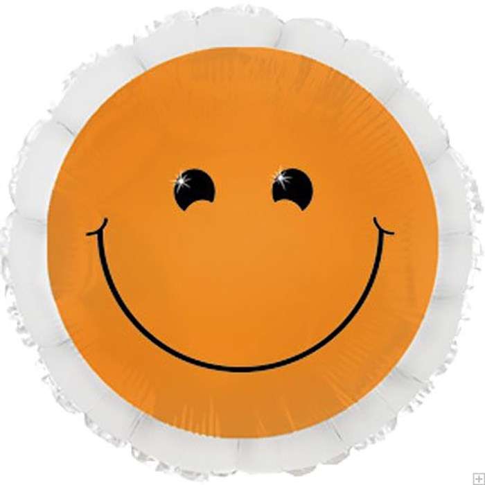 Круг неоновый оранжевый смайл фольгированный шарик картинка