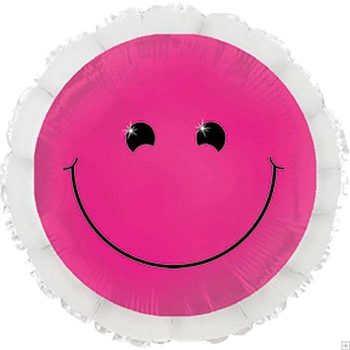 Круг неоновый розовый смайл фольгированный шарик картинка