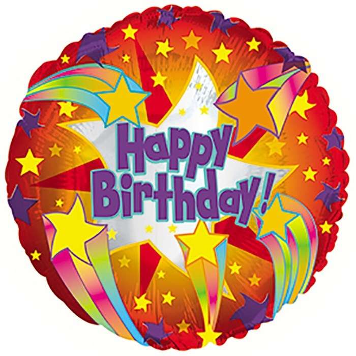 Круг Happy Birthday c метеорами шарик из фольги картинка