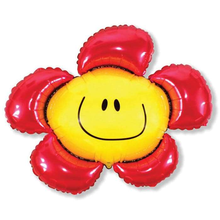 Цветок Улыбка красный шарик из фольги картинка
