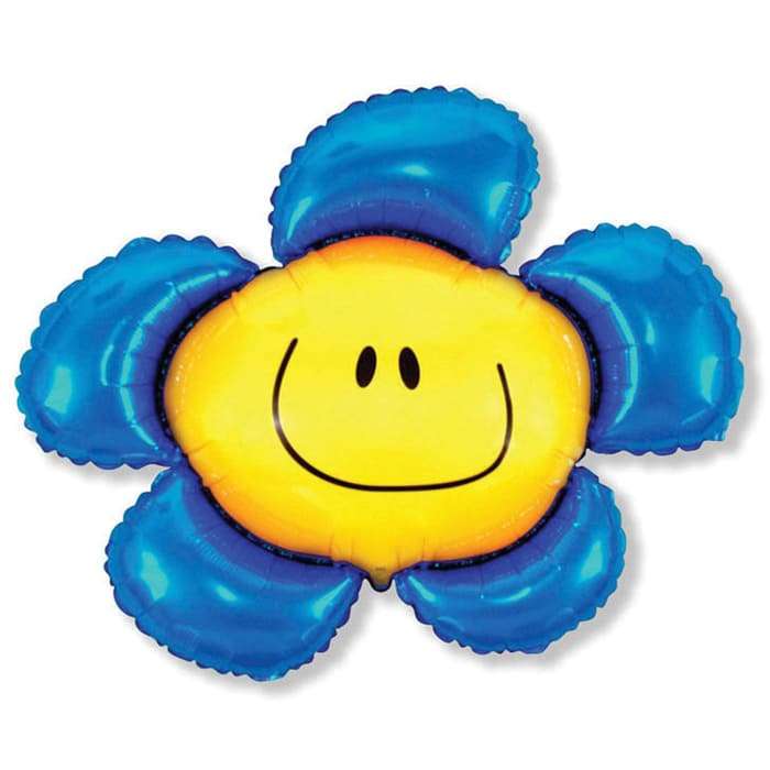 Цветок Улыбка синий шарик из фольги картинка