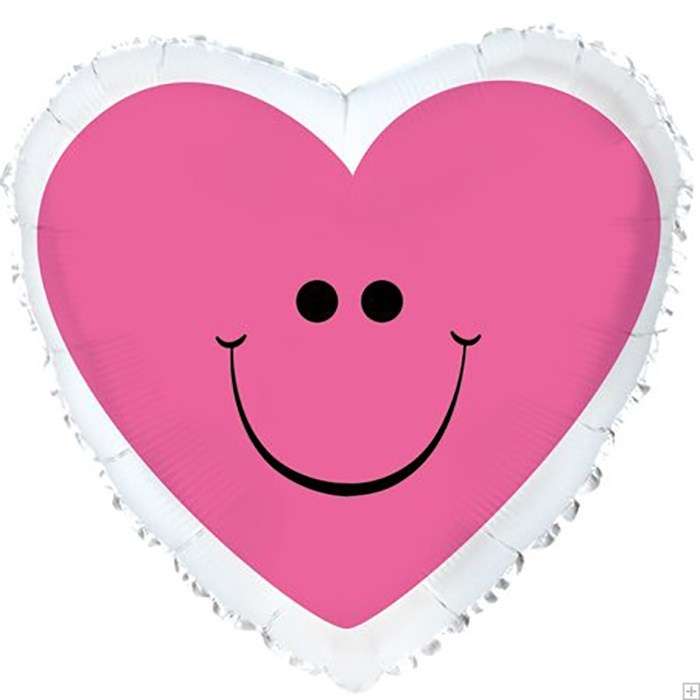 Сердце розовый смайлик с белым ободком картинка