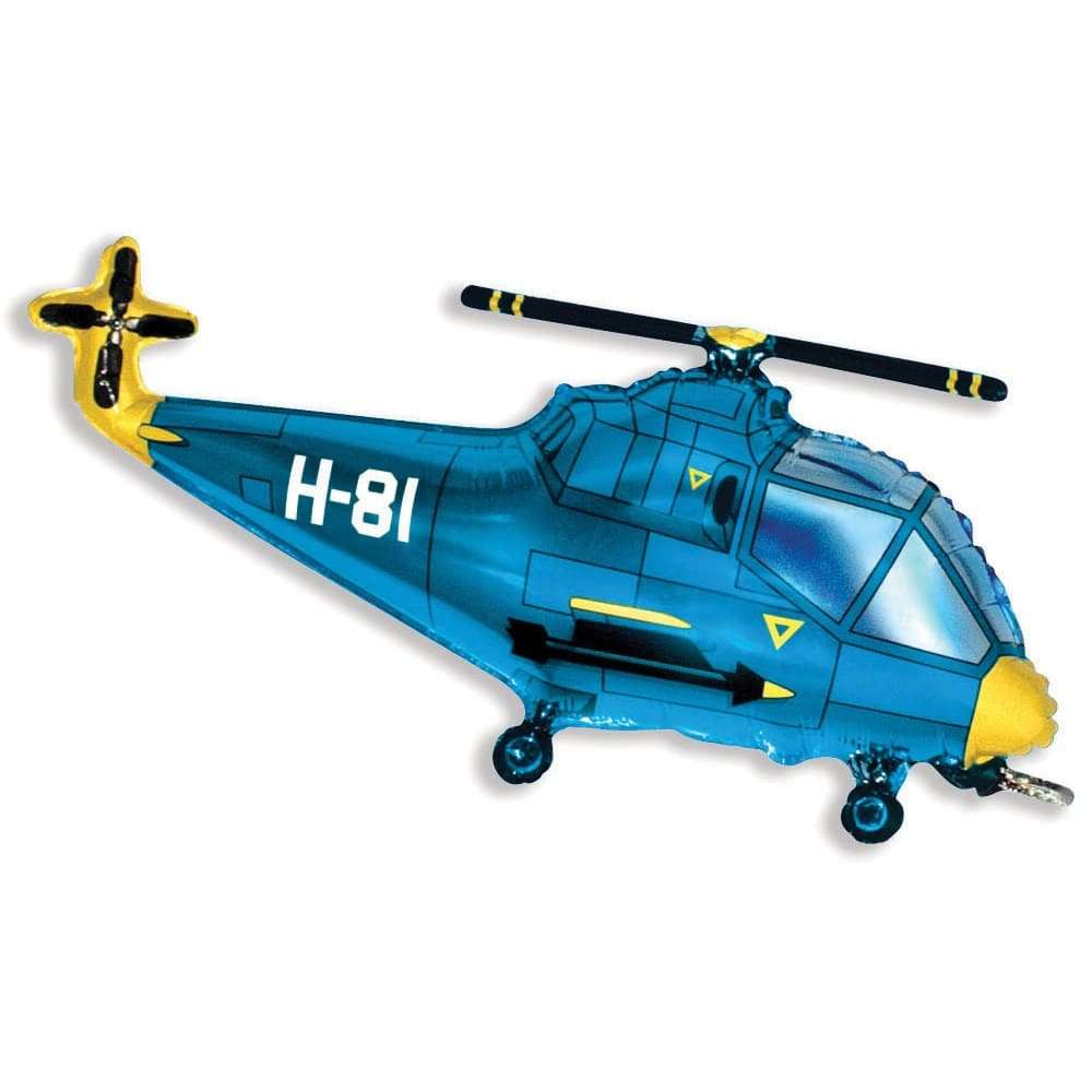 Синий Вертолет шарик с гелием из фольги картинка