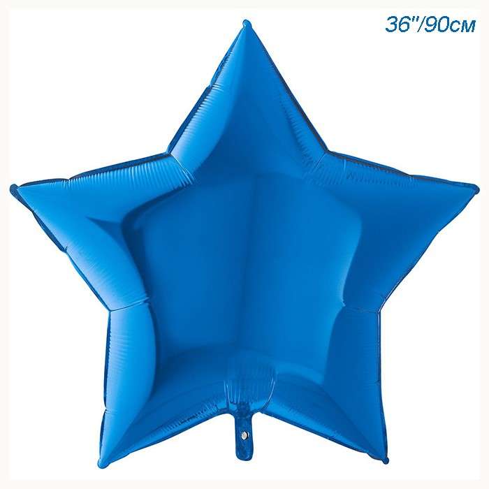 Звезда синяя 36 дюймов металлик шарик из фольги картинка