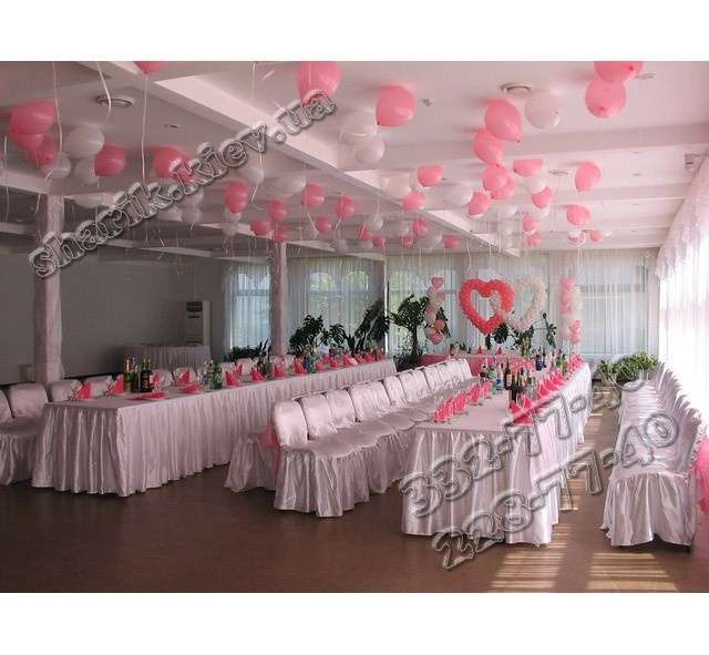 Оформление свадебного зала розовыми шариками картинка