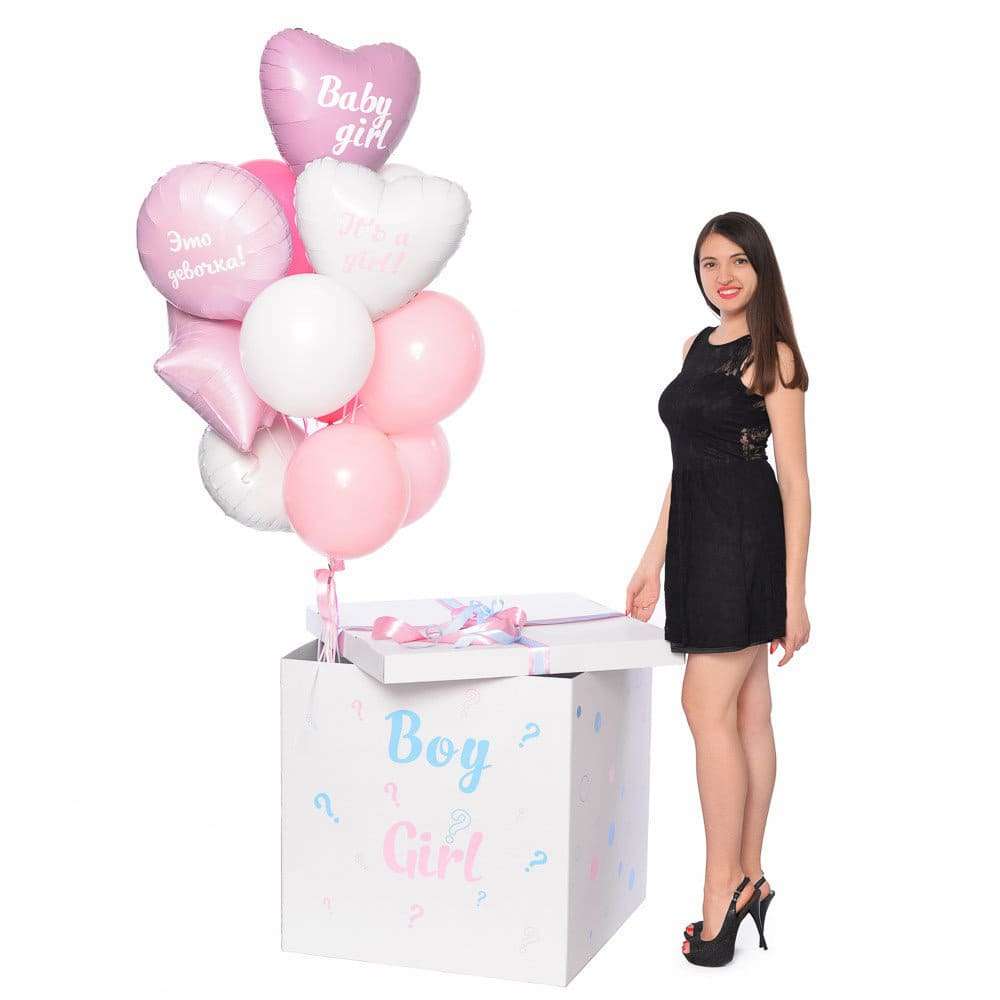 Коробка гендерная с розовыми шарами картинка 2