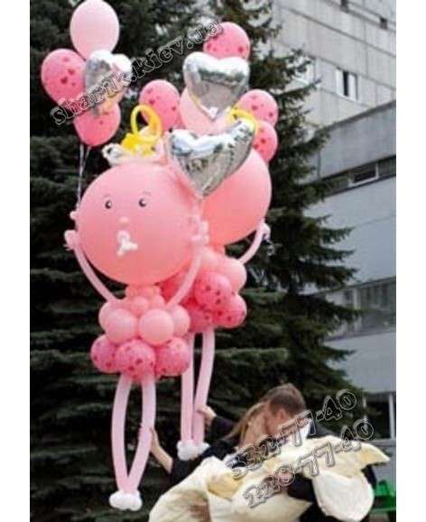 Девочки из розовых шариков для встречи из роддома картинка