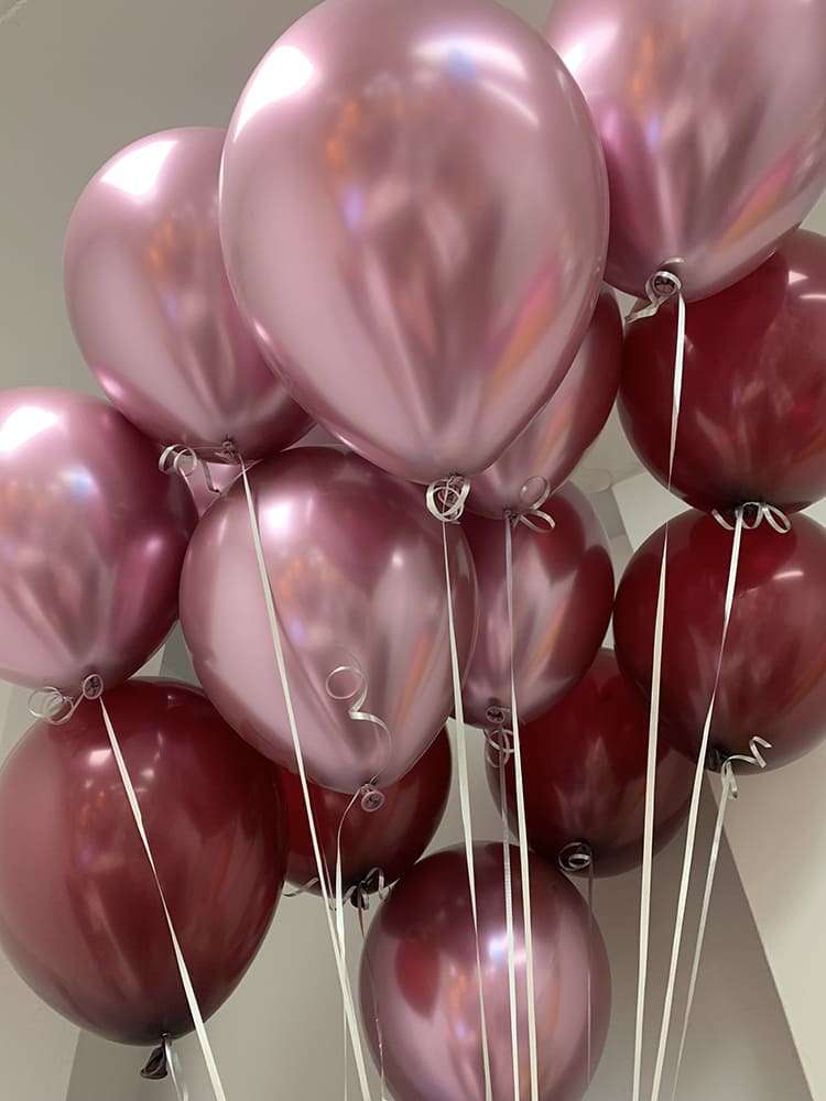 ХРОМ розовые шарики, 32см, Qualatex (Америка, США) картинка 3
