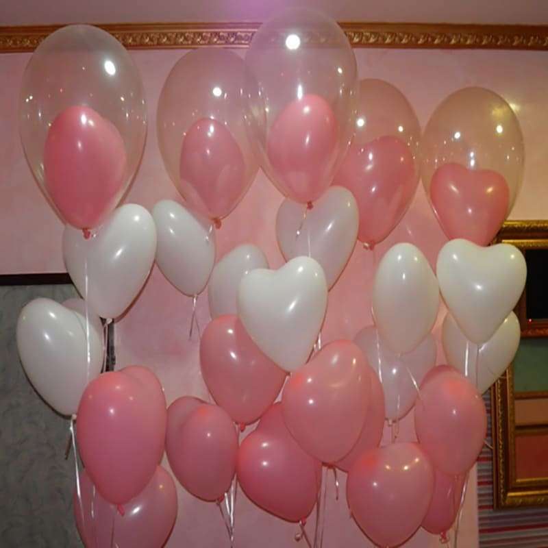 Розовое сердце шарик с гелием, 25 см картинка 2