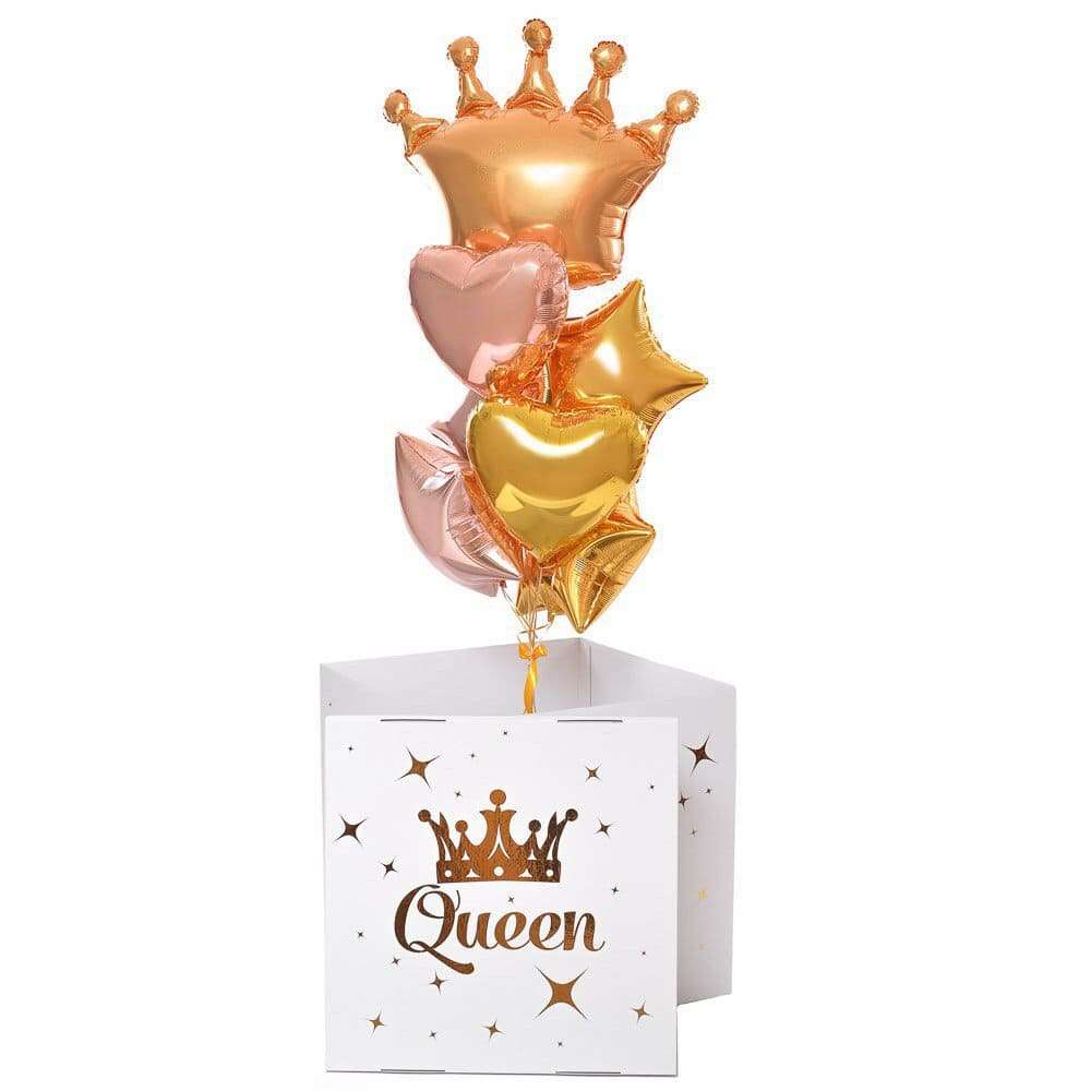 Коробка сюрприз с золотой короной картинка