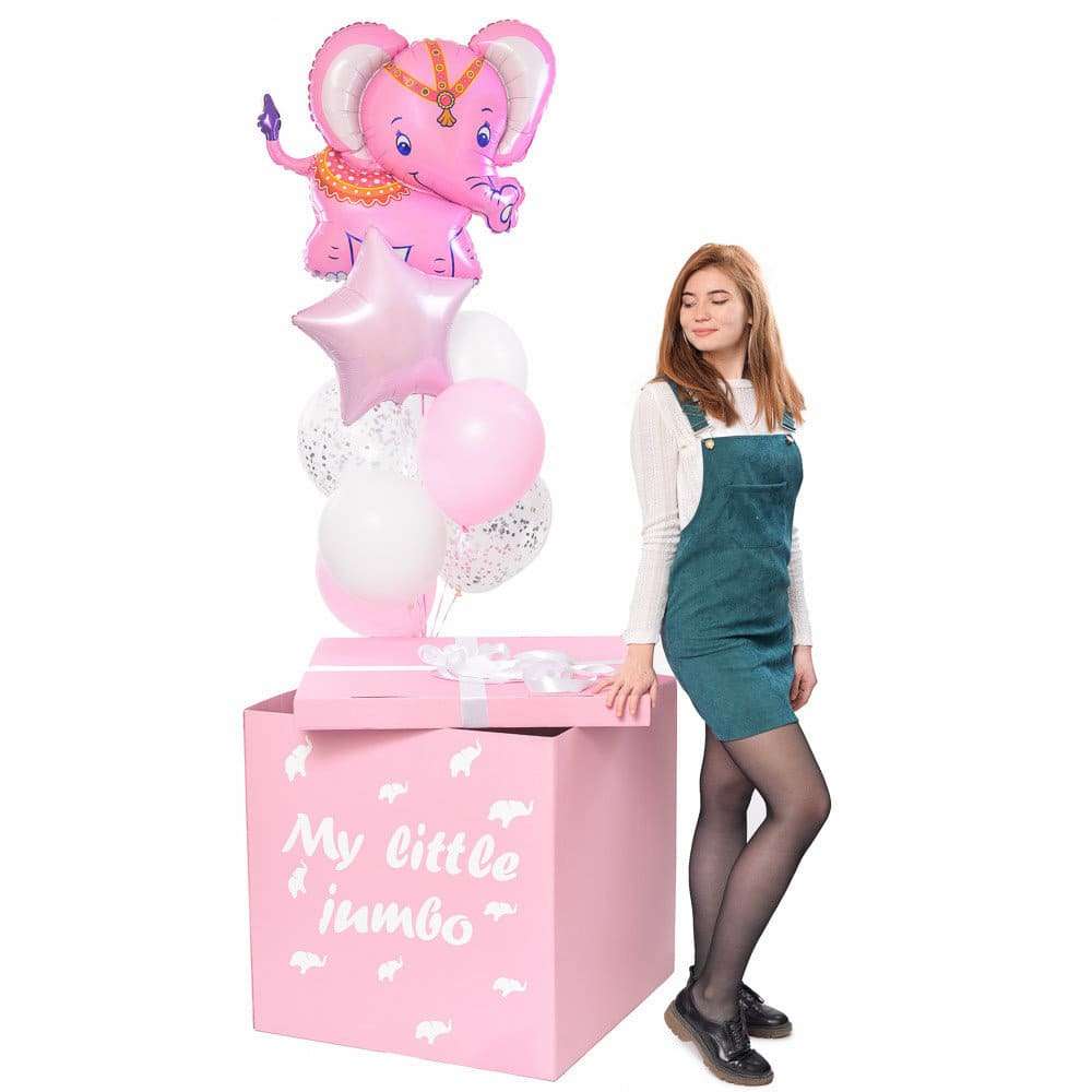 Розовая коробка с шарами девочке картинка 2