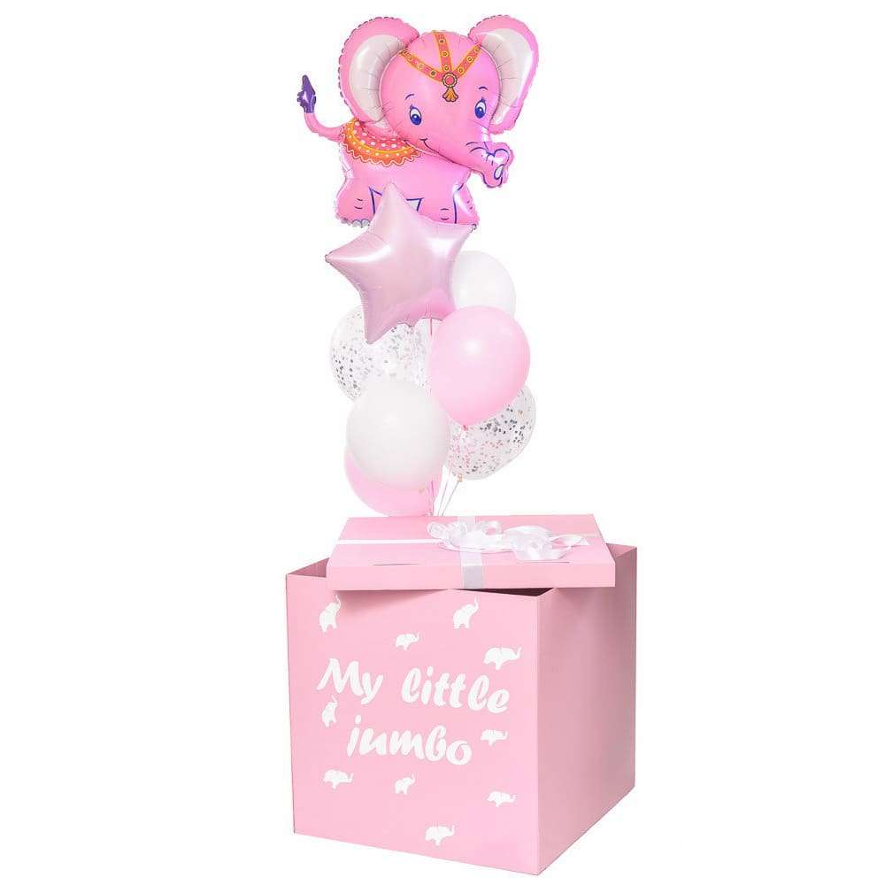Розовая коробка с шарами девочке картинка