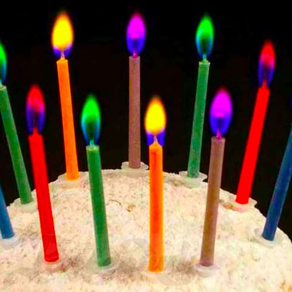 Свечи в торт с разноцветными огнями картинка 2
