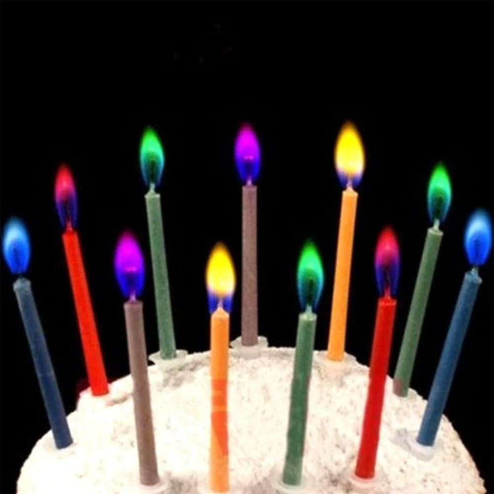 Свечи в торт с разноцветными огнями картинка 3