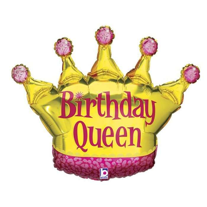 Корона золотая «Birthday Queen» шарик из фольги картинка
