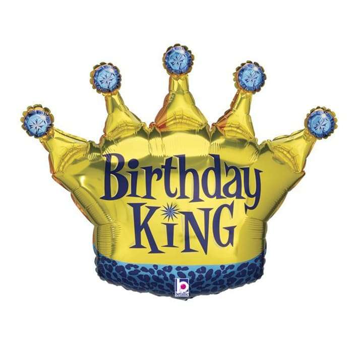 Корона золотая «Birthday King» шарик из фольги картинка