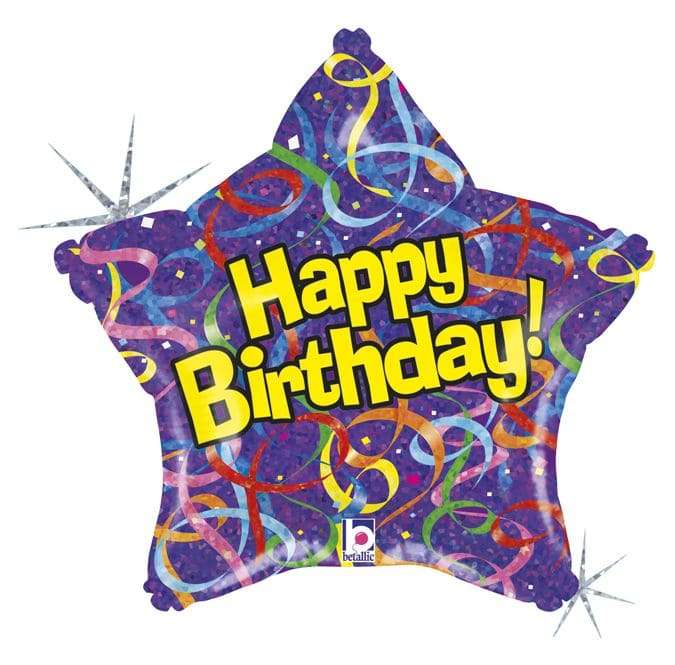 Шарик звезда «Happy Birthday» с феерверками из фольги картинка