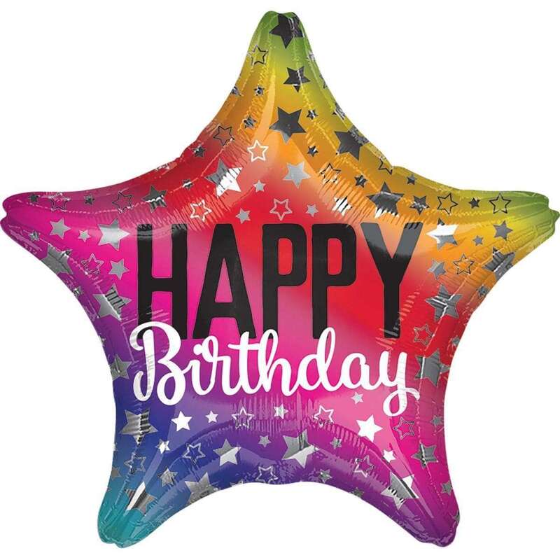 Звезда «Happy Birthday» со звездами шарик из фольги картинка