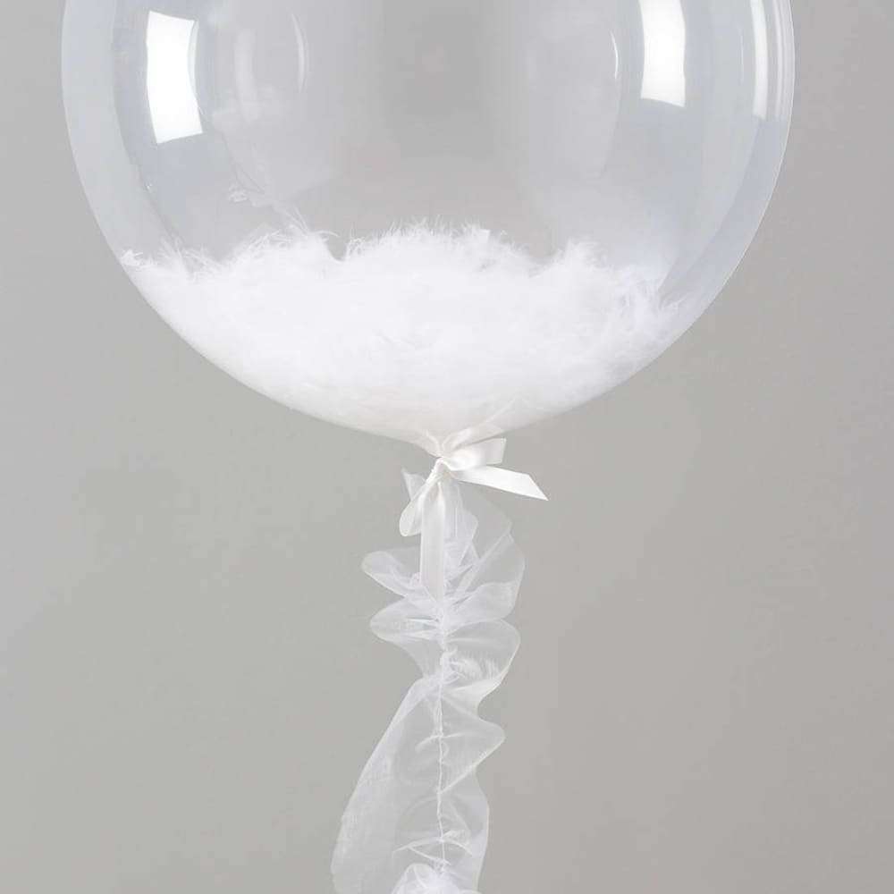 Прозрачный шар с белыми перьями внутри картинка 2