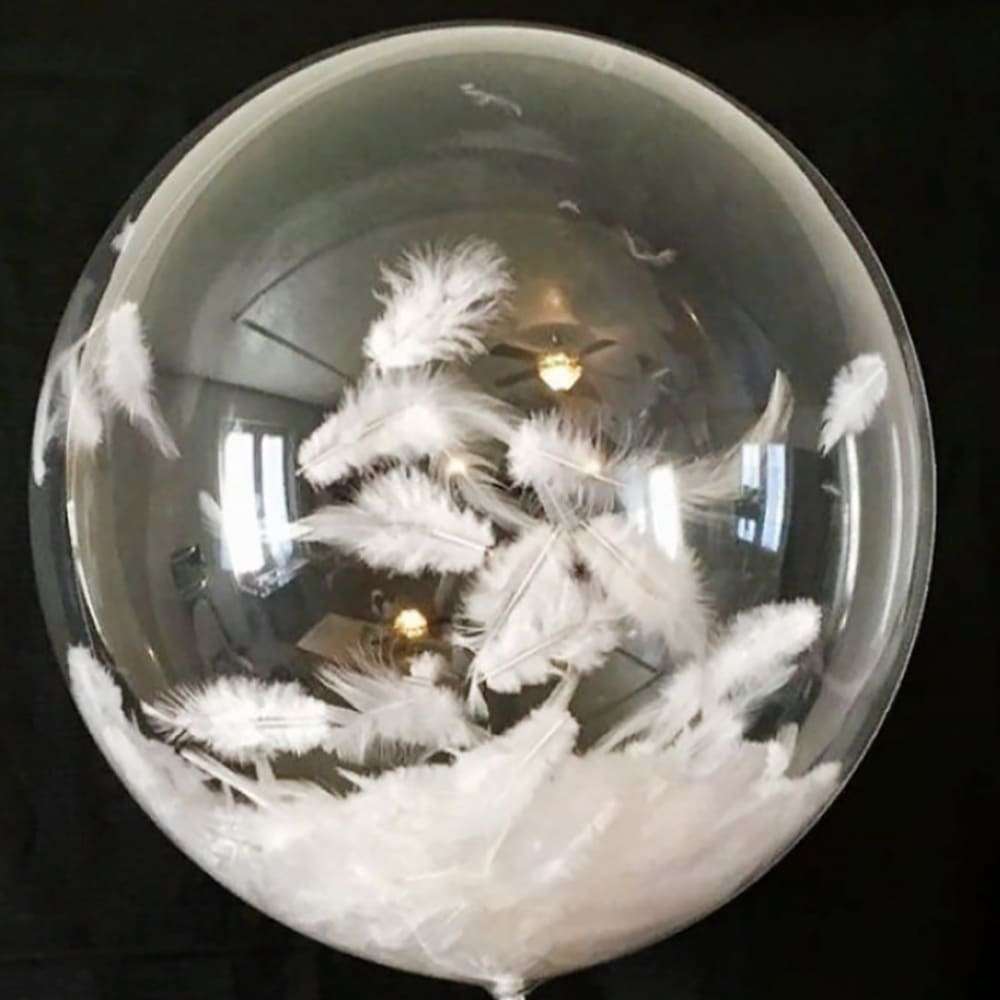 Прозрачный шар с белыми перьями внутри картинка 3