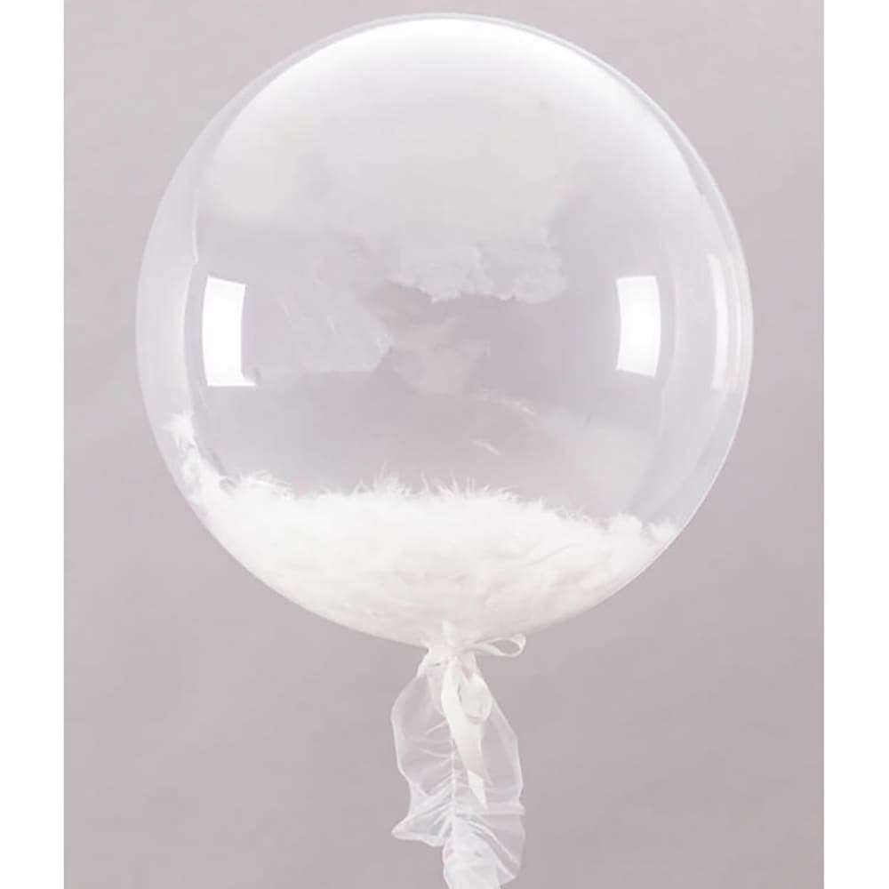 Прозрачный шар с белыми перьями внутри картинка