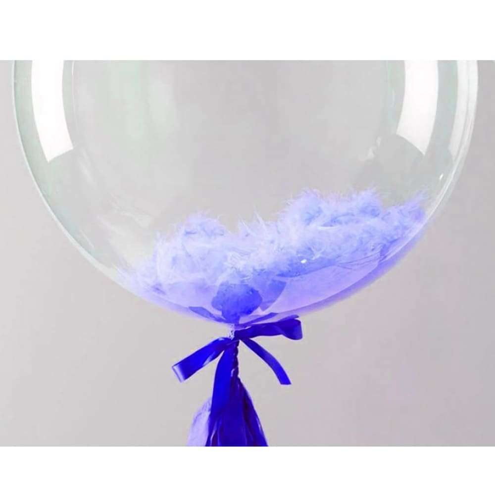 Прозрачный шарик с голубыми перьями картинка 4