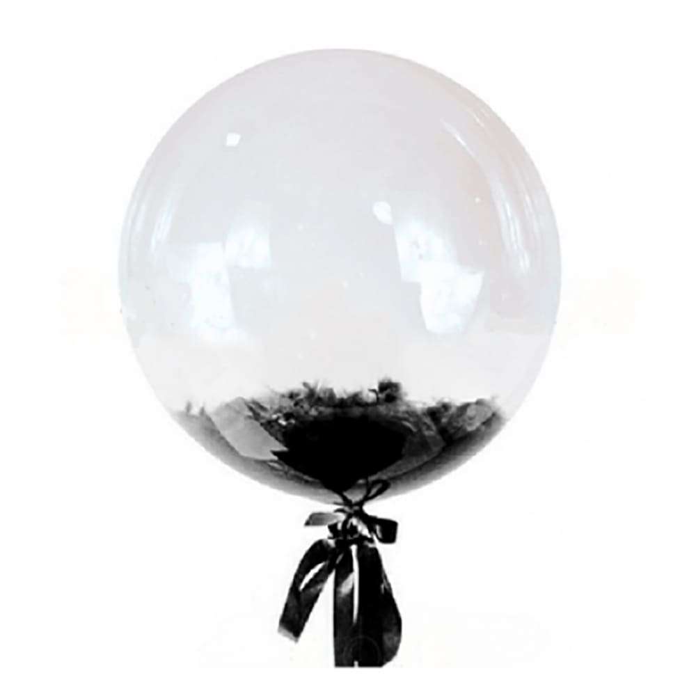 Прозрачный шарик с черными перьями картинка 2