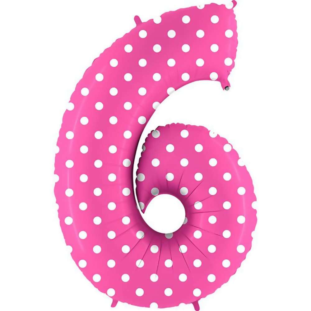 Цифра 6 шесть розовая шар из фольги картинка