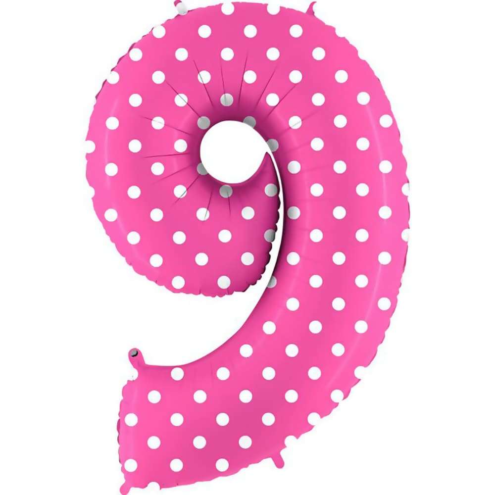 Цифра 9 девять розовая шар из фольги картинка
