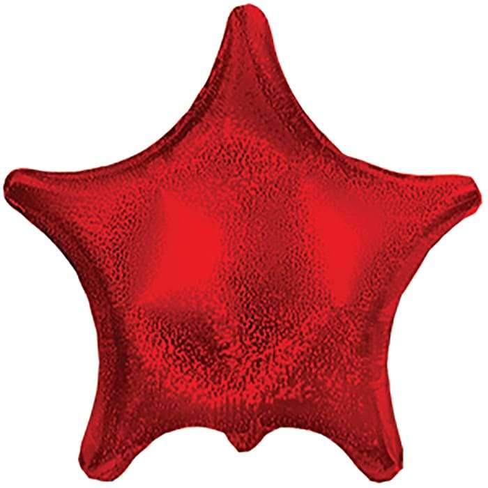 Красная звезда шарик из фольги голография 50-55см картинка