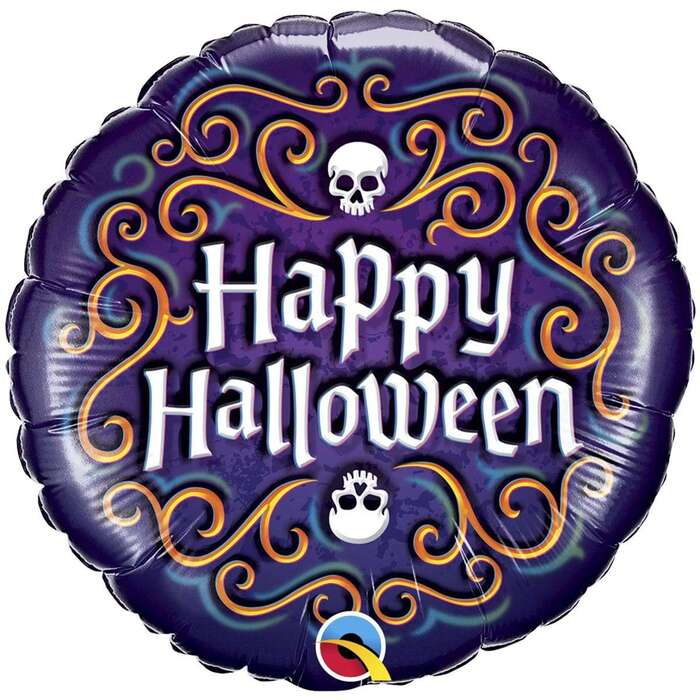 Черепа с вензелями «Happy Halloween» шарик картинка