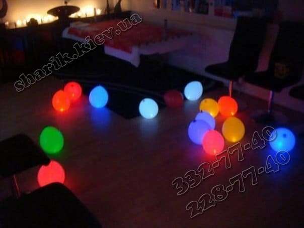 Светящиеся шарики с воздухом на пол, 20-30 см картинка 2