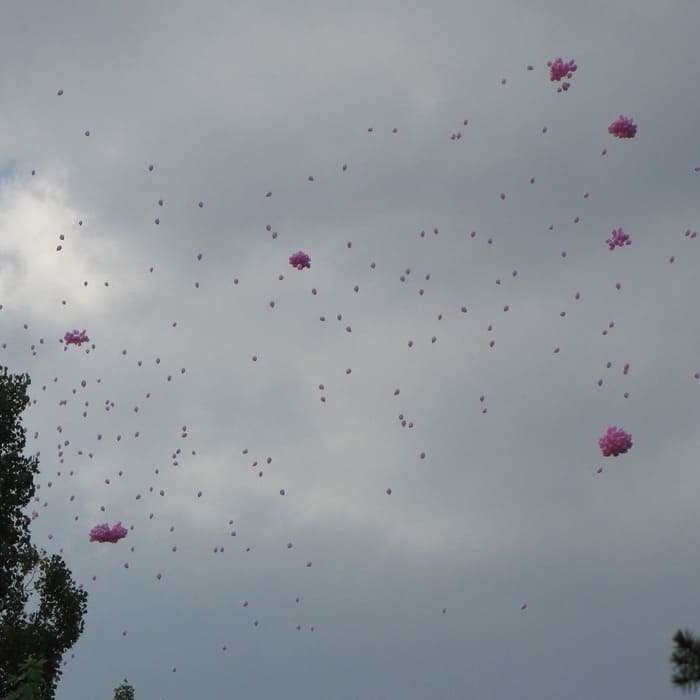 Запуск 1000 розовых шаров возле роддома картинка 6