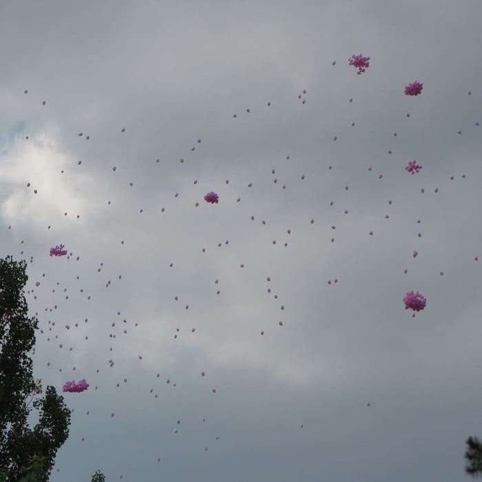 Запуск 1000 розовых шаров возле роддома картинка 7