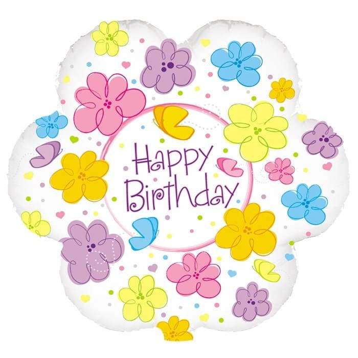 Цветочек «Happy Birthday» шарик с бабочками картинка