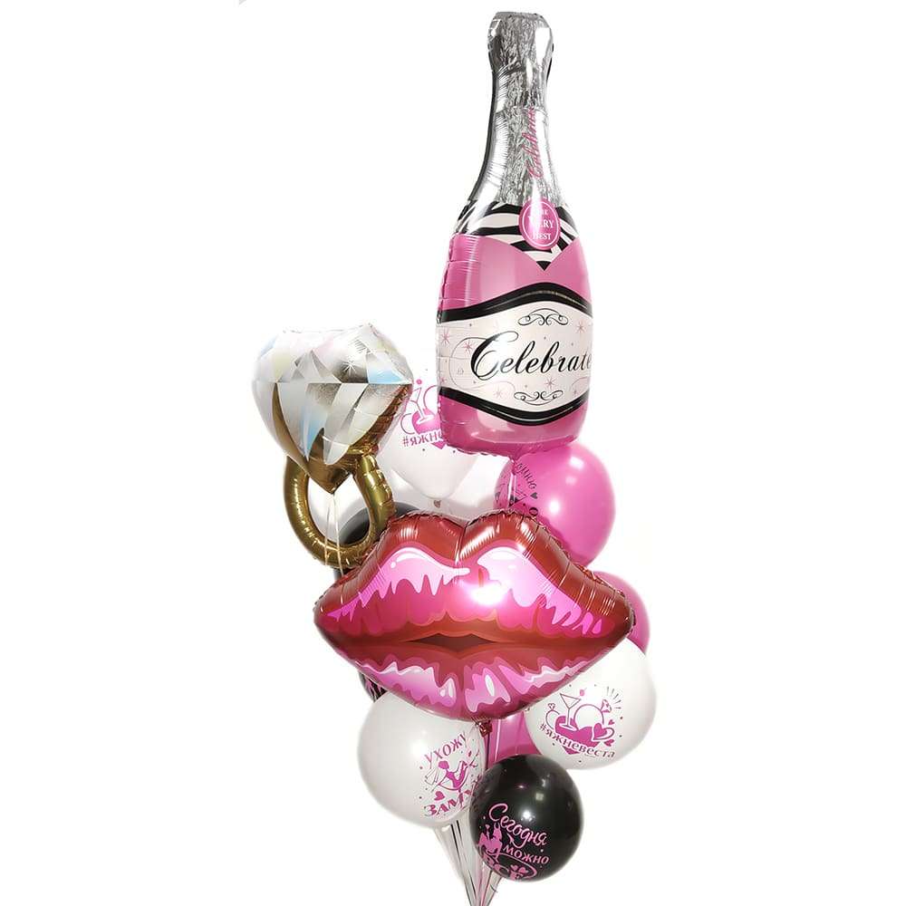 Фольгированный шар розовая бутылка Шампанского картинка 2