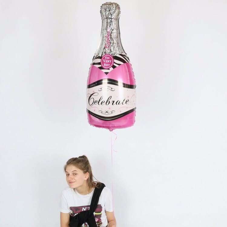 Фольгированный шар розовая бутылка Шампанского картинка 6