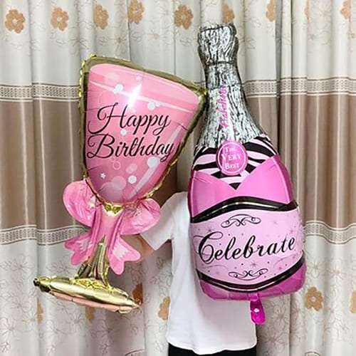 Фольгированный шар розовая бутылка Шампанского картинка 7