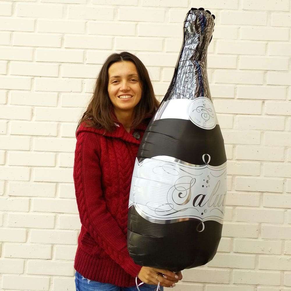 Бутылка вина чёрная большая фольгированный шар картинка 2
