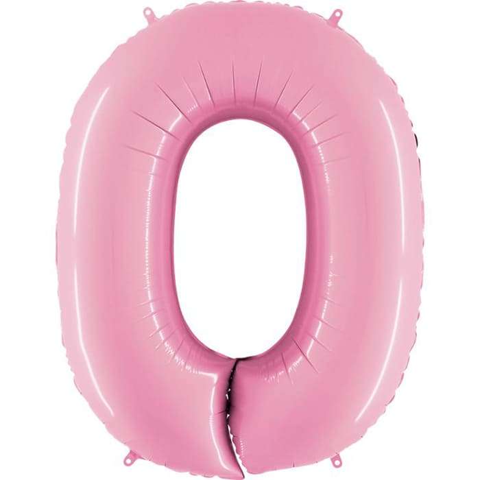 Розовая цифра 0 ноль шарик из фольги картинка