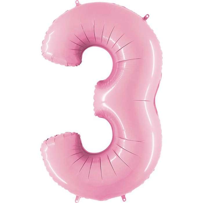 Розовая цифра 3 три шарик из фольги картинка