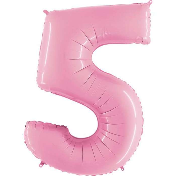 Розовая цифра 5 пять шарик из фольги картинка