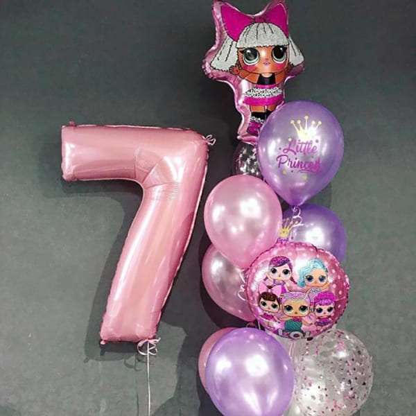 Розовая цифра 7 семь шарик из фольги картинка 2