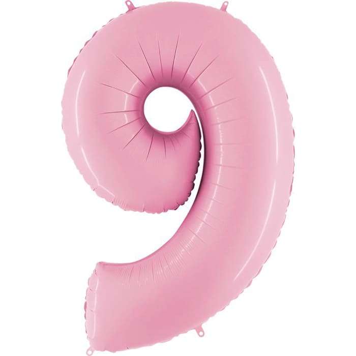 Розовая цифра 9 девять шарик из фольги картинка