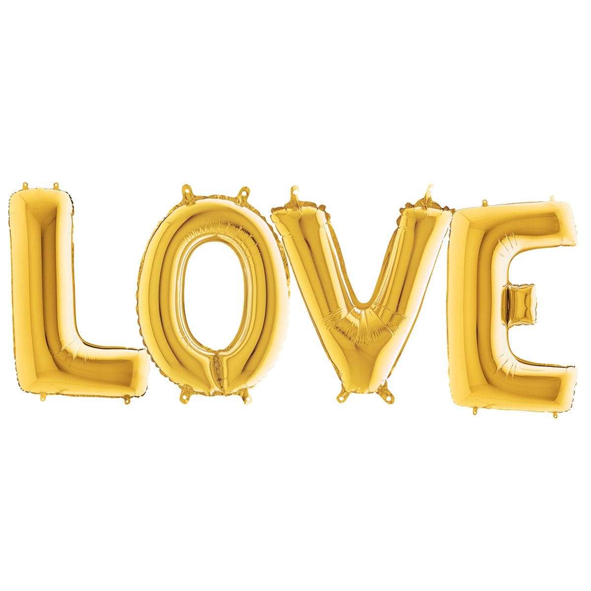 Золотые буквы LOVE шарики из фольги картинка